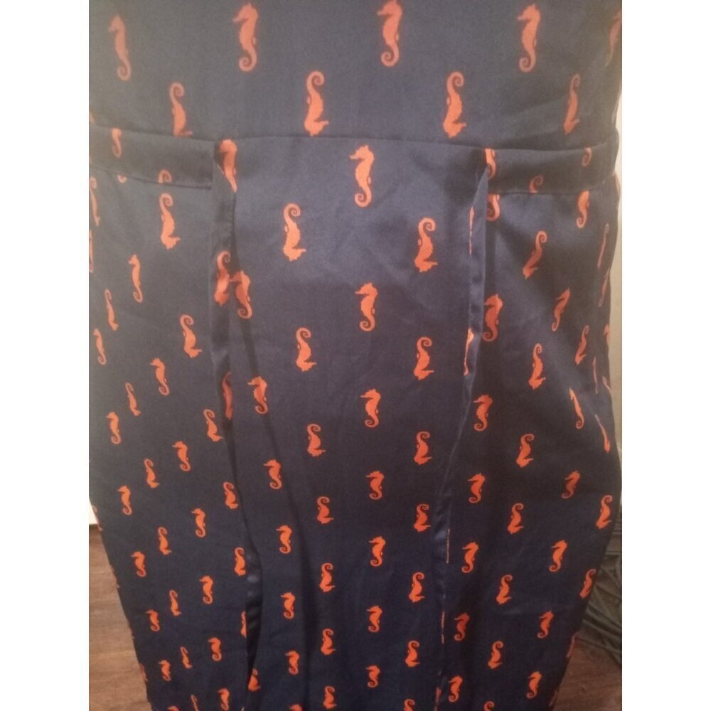 New Merona Navy Salmon Seahorse Print Flare Coastall Sleeveless Mini Dress XL - Picture 5 of 11